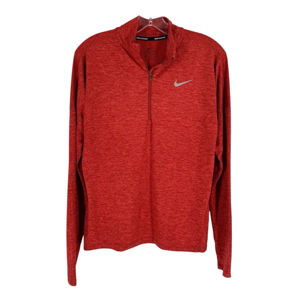 Nike Running Shirt Womens Size Small Copper Dri-Fit Stretch 1/4 Zip Thumbholes